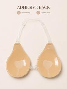 YIYANG 2/1 Pair Women's Invisible Push-Up Bra, Seamless Transparent Adhesive Bra, Suitable For Backless Dresses And Open Back Outfits - Multicolor - View 4
