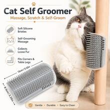 Wall-Mounted Cat Scratching & Grooming Brush - Self-Grooming Corner Comb - Scratching Board Toy - Deshedding Massage Comb | Pet Grooming Tool - Self-Grooming Corner Comb, Indoor Pet Massage Tool - Easy To Clean, Ergonomic Pet Comb - Space-Saving Pet Grooming Tool, Suitable For Deshedding And Grooming - Multicolor - View 3