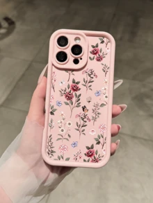 Soft Pink Floral Butterfly Thick Anti-Drop Phone Case Soft Shell Compatible With Apple 18 Pro Max/17 Pro Max/16/15/14/13/12/11/XR/XS/15 Plus And Other Models, Holiday Gift For Men And Women - Pink - View 5