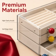 Large Capacity Multi-Layer Jewelry Storage Box With Transparent Lid, Compartment Tray For Earrings, Rings, Bracelets And Necklaces - Multicolor - View 8