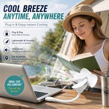 USB Mini Fan, Portable Mini Fan, 5-Blade Flexible Rotating Personal Fan, Office Small Fan, Travel Small Fan For Home And Office, Suitable For Laptops, Desktop Computers, Power Banks, Desktop Equipment, Offices And Bedrooms. Portable Mini Fan - White - View 3