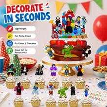 Roblox Set Bendera Dekorasi Cupcake Warna-warni 13 Buah, 12 Bendera + 1 Hiasan Kue, Desain Cetak Cerah, Berbagai Bentuk, Ringan dan Dapat Digunakan Kembali, Cocok untuk Pesta Ulang Tahun, Acara Pernikahan, Paskah, Halloween, dan Piknik Musim Panas - A - View 2