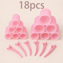 36pcs/Set Self‑Grip Rollers Kit With 24 Rollers And 12 Clips, Salon Quality Heatless Hair Curlers For DIY Hairstyling, Pink Hair Accessories, Holiday Essentials, Perfect Gifts For Women - Pink - View 10