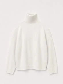 FOR BEAUTY Fall Winter Y2K Elegant Casual White Cold Shoulder Knit Sweater Tops Women Going Out Party Vacation Concert Outfits - White - View 8