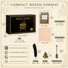 35 Labelled Dried Botanical Packs With Feather, Bell, Decorative Spoon And Parchment Sheets, Witchcraft Craft & Ritual Altar Supplies, Boxed Set For Adults - 35pcs - View 6
