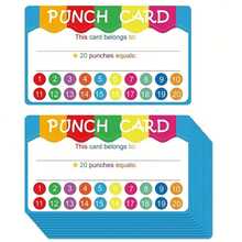 50 Rainbow Reward Punch Cards, 20 Punch Slots, Customizable Owner And Reward Rules, Vibrant And Eye-Catching, Suitable For Classroom Student Behavior Incentive, Point Tracking, Helping Develop Good Habits - Multicolor - View 5