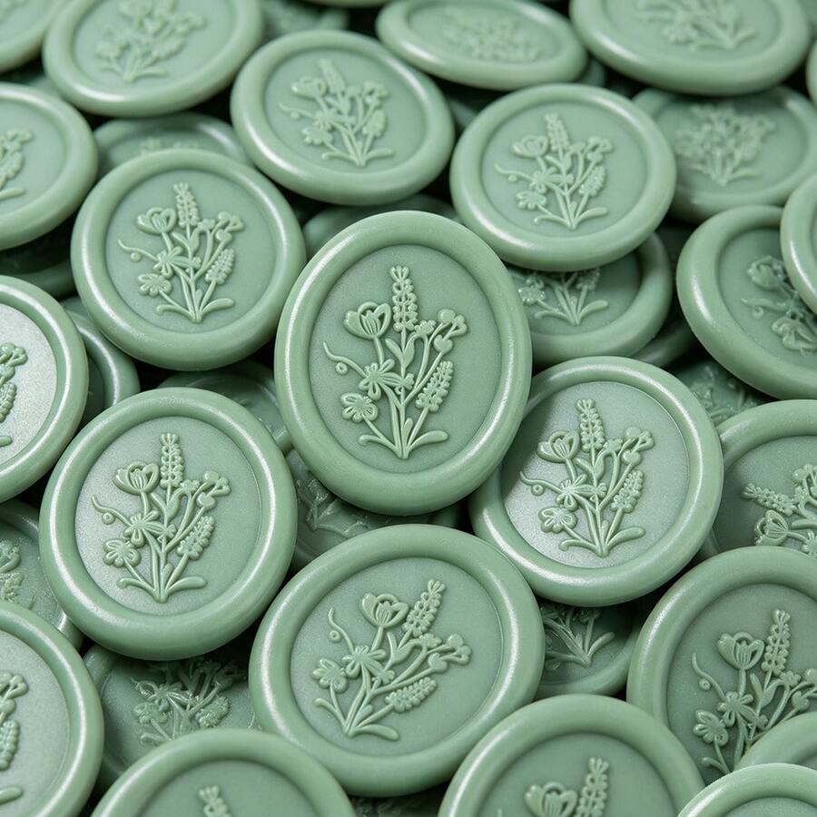 20入/包 花卉圖案蠟封貼紙，適用於婚禮邀請函、派對邀請函裝飾、禮物包裝、手帳裝飾－祖母綠 - 花-翠綠 - 查看 1