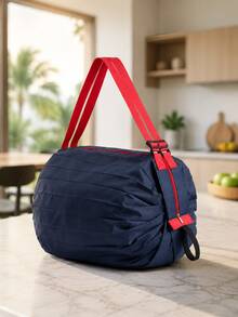 Foldable Reusable Shopping Bag, Large Capacity Lightweight Grocery Tote Bag, Portable Storage Handbag For Shopping Travel Outdoor - Multicolor - View 3