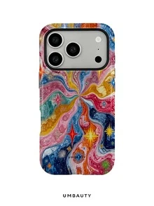 UMBAUTY 1pc Fashionable Phone Case, Colorful Fluid Star Pattern Design, Compatible With Phone 17 Pro Max, 16 Pro Max, 15 Pro Max, 14 Pro Max, 11/12/13/14/15/16/18 Pro/Pro Max/Plus. This High-End, Fashionable And Fun Phone Case Is Suitable For Men And Women, Making It An Ideal Gift For Your Girlfriend On Easter, Spring, Halloween, Wedding Season And Birthday - Multicolor - View 1
