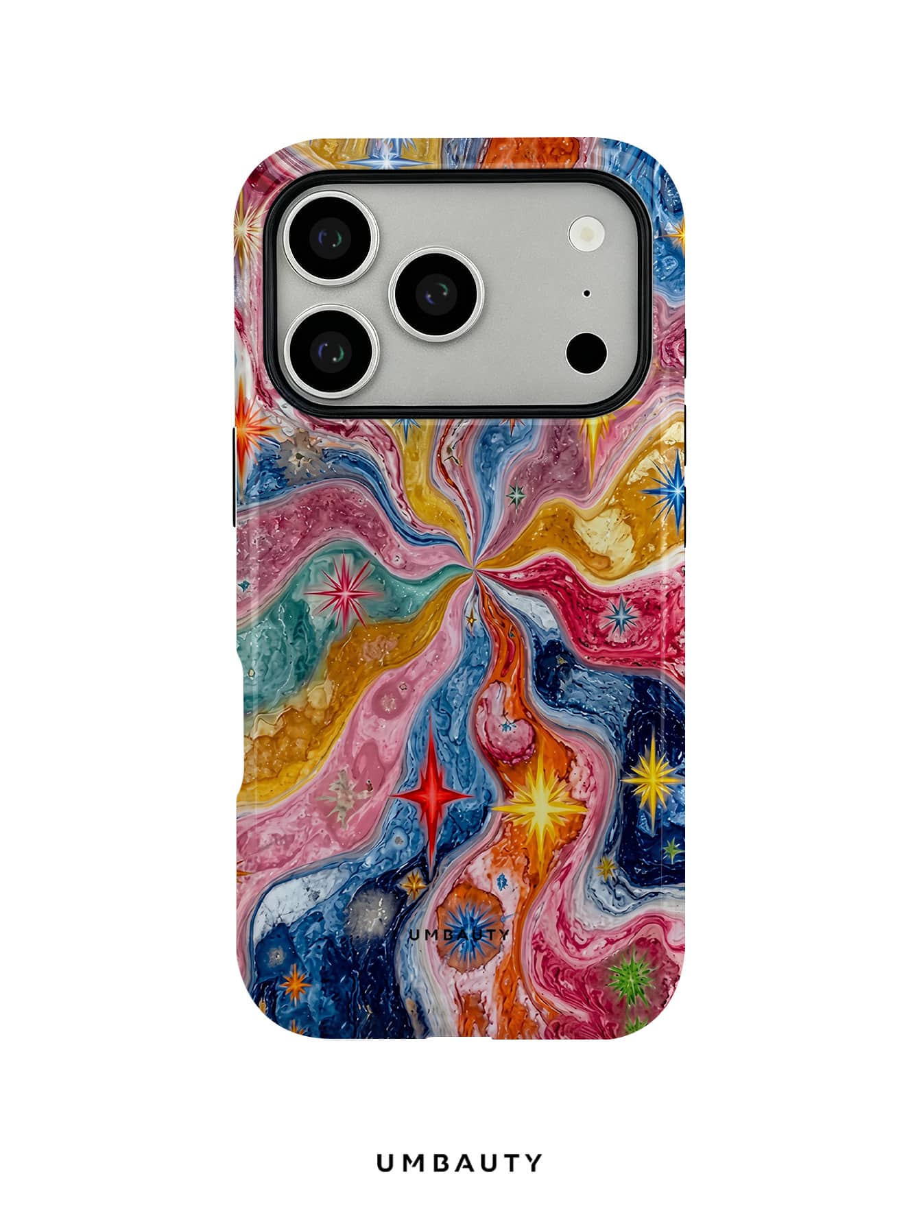 UMBAUTY 1pc Fashionable Phone Case, Colorful Fluid Star Pattern Design, Compatible With Phone 17 Pro Max, 16 Pro Max, 15 Pro Max, 14 Pro Max, 11/12/13/14/15/16/18 Pro/Pro Max/Plus. This High-End, Fashionable And Fun Phone Case Is Suitable For Men And Women, Making It An Ideal Gift For Your Girlfriend On Easter, Spring, Halloween, Wedding Season And Birthday - Multicolor - View 1