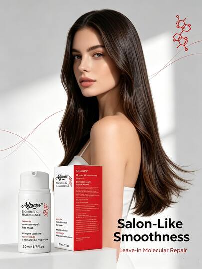 ADJANISS 1pc (50ml) Leave-In Molecular Repair Hair Mask: Repairs Damage Caused By Bleaching, Dyeing, Chemical Treatments And Heat Styling In Just 4 Minutes. Nourishes Dry, Frizzy And Damaged Hair; Suitable For All Hair Types. Hair Care Hair Mask