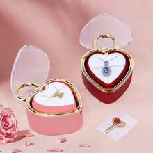 Heart-Shaped Rotating Jewelry Box With Soap Rose Flower, Rotating Heart Ring Gift Box, Valentine's Day Birthday Gift For Her/Girlfriend/Wife, Commemorative Storage Box (Jewelry Not Included) - Multicolor - View 1