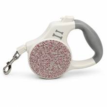 Pink Shiny Rhinestone Retractable Dog Leash 3M, Ergonomic Handle, Metal Swivel Hook, Cute Outdoor Puppy Leash - Multicolor - View 3
