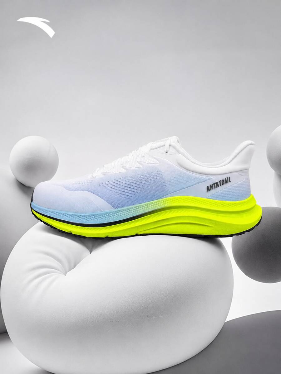 Anta New Men's Breathable Shock-Absorbing Lightweight Racing Sports Shoes Professional Running Shoes - White/Blue-purple-green - View 1