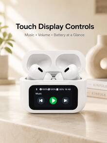 Earphone Bluetooth Nirkabel yang Ditingkatkan dengan Layar Tampilan, Headphone Stereo Nirkabel, Kontrol Sentuh, Earbud Mini, Earphone Olahraga Anti Keringat yang Nyaman - View 3
