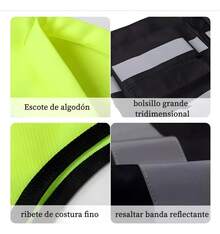 High-Visibility Reflective Vest With Zipper And Pockets, Unisex, Suitable For Construction Sites, Drivers, And Warehouse Work; Available In 3 Colors. - Green - View 8