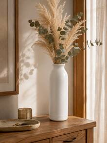1pc White Vase, Minimalist Decorative Vase, Suitable For Tulips, Roses, Reed Grass, Dried Flowers And Green Plants, Elegant Home Decor, Suitable For Tabletop, Bookshelf, Mantel, Entryway, Bedroom, Perfect As Housewarming Gift - Selected Items - View 6