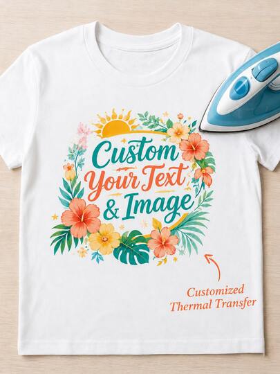 1/5/10pcs Customized DTF Heat Transfer Film, Personalized Photo Text Logo Badge Stickers, Suitable For T-Shirts, Clothing, Bags, Hats, Pillows, Customized Gifts, Suitable For Birthday, Wedding, Mother's Day, Father's Day, Graduation, Creative Gifts