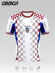 Croatia World Cup Men's & Youth Soccer Jersey, Round Neck Comfortable Sports Top, Red, Autumn Style - Red - View 3