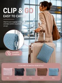 Portable 2-In-1 Travel Pillow And Blanket With Foldable Throw, Suitable For Flights, Road Trips, Train Journeys, Hotels, Offices, Business Trips And Weekend Getaways, Travel Essential And Also Suitable For Daily Use - One Size Fits All - View 4
