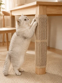 Sisal Cat Scratching Pad, Adjustable Cat Scratching Pad With 3 Hook And Loop Straps, Table Leg Cat Scratching Board And Furniture Anti-Scratch Protection Pad, For Indoor Cats, 1pc - M - View 1