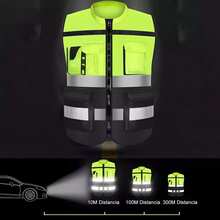 High-Visibility Reflective Vest With Zipper And Pockets, Unisex, Suitable For Construction Sites, Drivers, And Warehouse Work; Available In 3 Colors. - Green - View 6