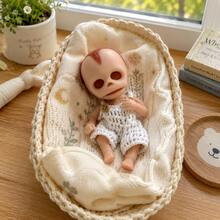 6 Inch Mini Full Solid Silicone Reborn Doll Soft & Elastic Touch Cute Skull‑Shaped Realistic Art Doll Handmade Collectible Figure Birthday Gift For Home Decor & Ornament - Apricot - View 3