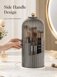 360° Rotating Makeup Brush Holder With A Transparent Lid; A Desktop Organizer That Also Serves As Storage For Toothpaste, Jewelry, Or Perfume; An Ideal Choice For Gifts (Including Christmas) And Home Decor. - Multicolor - View 10