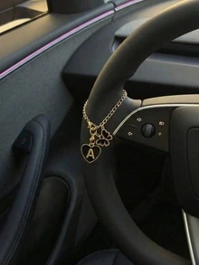 Black Butterfly Steering Wheel Pendant With Initial Heart Charm And Gold Chain, Decorative Car Hanging Ornament, Fashionable Car Interior Accessory, Suitable For Women, Drivers, Friends, New Car Owners, Perfect For Gifts - Black - View 1