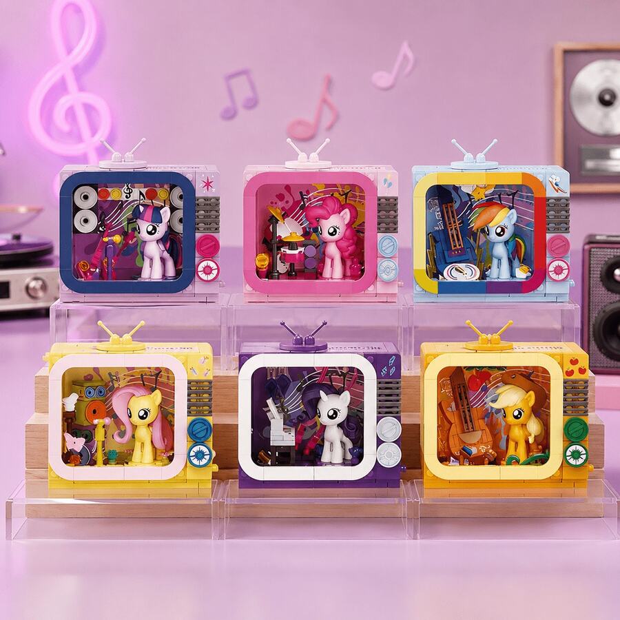MINISO My Little Pony Tv Show Series Blind Boxes, Mini Television Frame Scene Assemble Toy, Random 1 Design, For Desk Shelf Room Decor, Birthday Gift - Random Style - 1 Blind Box - View 1