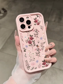 Soft Pink Floral Butterfly Thick Anti-Drop Phone Case Soft Shell Compatible With Apple 18 Pro Max/17 Pro Max/16/15/14/13/12/11/XR/XS/15 Plus And Other Models, Holiday Gift For Men And Women - Pink - View 4