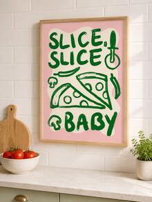 1件 Slice Slice 寶寶披薩帆布壁畫，無框復古手繪食物印花，趣味廚房海報，餐廳咖啡廳室內牆面裝飾，居家裝飾禮物 - 字母G款 - 查看 1