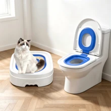 1PC Cat Toilet Trainer, Reusable Detachable Double-Layer Kitty Potty Training Kit, Easy Clean Odor-Free Cat Litter Box Alternative For Indoor Home Bathroom - Multicolor - View 9
