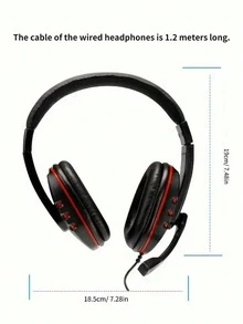 Over-Ear Wired Headphones With Microphone, 3.5mm Plug, 360° Surround Stereo Sound, Compatible With Smartphones, Tablets, Computers, Gaming Audio, Skin-Friendly Breathable Ear Pads - one-size - View 10