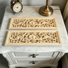 2pcs Solid Wood Carving With Hollow Horizontal Flowers, Home Decorations, Woodworking Supplies, Suitable For Cabinets, Doors And Windows, Furniture, Background Walls, Porches, Offices And Other Decorations, Holiday Decorations, DIY Decorations. - Multicolor - View 6