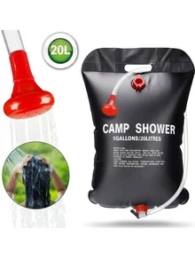 20L Extra Large Capacity Outdoor Shower Bag, Made Of Portable PVC Material, With Red Hose And Foldable Outdoor Shower Device, Suitable For Hiking, Travel And Outdoor Activities, Outdoor Shower Bag - Black - View 9