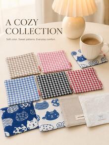 1pc Retro Striped & Plaid Pattern Heat Insulation Coasters, Coffee Cup Mats, Suitable For Dining Table, Home, Kitchen Decor - Multicolor - View 1