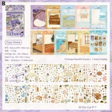 Cat Scene Architecture Sticker Book, Cute Cat Theme PET Material Hollow Stickers, Miniature Landscape Stickers, Suitable For Scrapbooking, Journaling, DIY Stationery, Korean Style Stickers, School Stickers, Fun Stickers, Scrapbooking Supplies - D - View 12