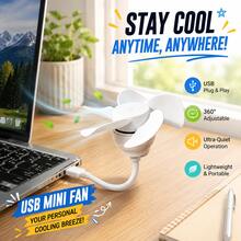 USB Mini Fan, Portable Mini Fan, 5-Blade Flexible Rotating Personal Fan, Office Small Fan, Travel Small Fan For Home And Office, Suitable For Laptops, Desktop Computers, Power Banks, Desktop Equipment, Offices And Bedrooms. Portable Mini Fan - White - View 5