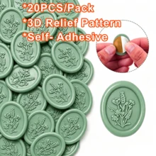 20入/包 花卉圖案蠟封貼紙，適用於婚禮邀請函、派對邀請函裝飾、禮物包裝、手帳裝飾－祖母綠 - 花-翠綠 - 查看 2