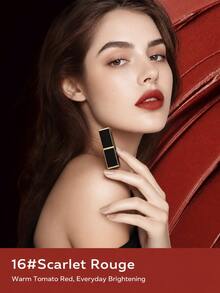 Tom Ford TF Black Tube Rich Lipstick #16 Scarlet Red 1g Creamy Satin Moisturizing Lipstick Sample Size For Daily Commute Color Swatch Portable - #16 1g - View 2
