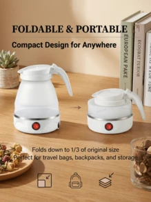 SOKANY 可折疊旅行電水壺 600ml 矽膠便攜式折疊水壺 110-220V 雙電壓，具備自動斷電與防乾燒保護，適合旅行、飯店、居家使用 - 白色 - 查看 6