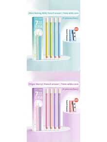 4pcs Macaron Color Large Pencil Erasers - Free Pencil Sharpener Included, Dust-Free Precision Erasers For Students, High-Light Erasers For Art Sketching - Extra Wide Core Pencil Eraser - View 18