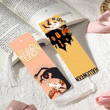 2pcs PET Printed Bookmarks, Exquisite Halloween Pattern Design, Durable And Beautiful, Unique Pattern Design Suitable For Daily Use Or Collection. The Best Gift For Back To School Season, Whether For Personal Use Or As A Gift For Family And Friends, It's A Unique And Practical Gift Choice To Add Atmosphere And Fun To Reading Time (Random Color Tassel) - 2PCS - View 2