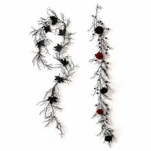 2pcs Gothic Black Rose Vine Garland, Dark Academia Style Wall Decor, Halloween Room Hanging Decoration, Artificial Flower Vine, Suitable For Bedroom, Party, Home Decor - Multicolor - View 15