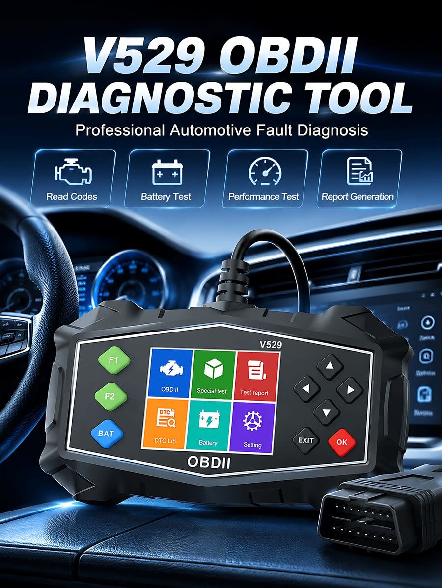 2026 Upgraded OBD2 Scanner Diagnostic Tool, Check Engine Lights And Clear Vehicle Trouble Codes With Professional Battery Start Test, Cloud Printing Enhanced Car Scanner For All Vehicles Since 1996