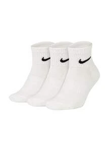 Nike 耐克Logo纯色舒适训练袜3双装，男女通用，白色 - 白色 - 查看 8
