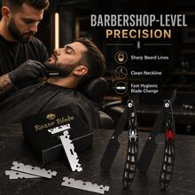 Professional Barber Shavette Straight Razor Set For Men, Hollow Out Spider Pattern Foldable Shaving Razor, Easy Blade Swap Design, Includes 100 Replacement Blades, Salon Precision Edging Grooming Tool, Gift For Barbers & Bearded Men - Multi-color - View 1