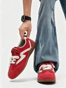 Men's Casual Training Shoes, New Breathable Lightweight Versatile Racing Sneakers For Women - Red - View 3