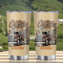1/5pcs 20oz Stainless Steel Insulated Tumbler, Vintage Heavy Duty Truck Print, Leak-Proof Sealed Lid, Portable Insulated Cup, Suitable For Road Trips, Garage Work, Long Distance Driving, Daily Drinking - Heavy-duty Truck - View 4